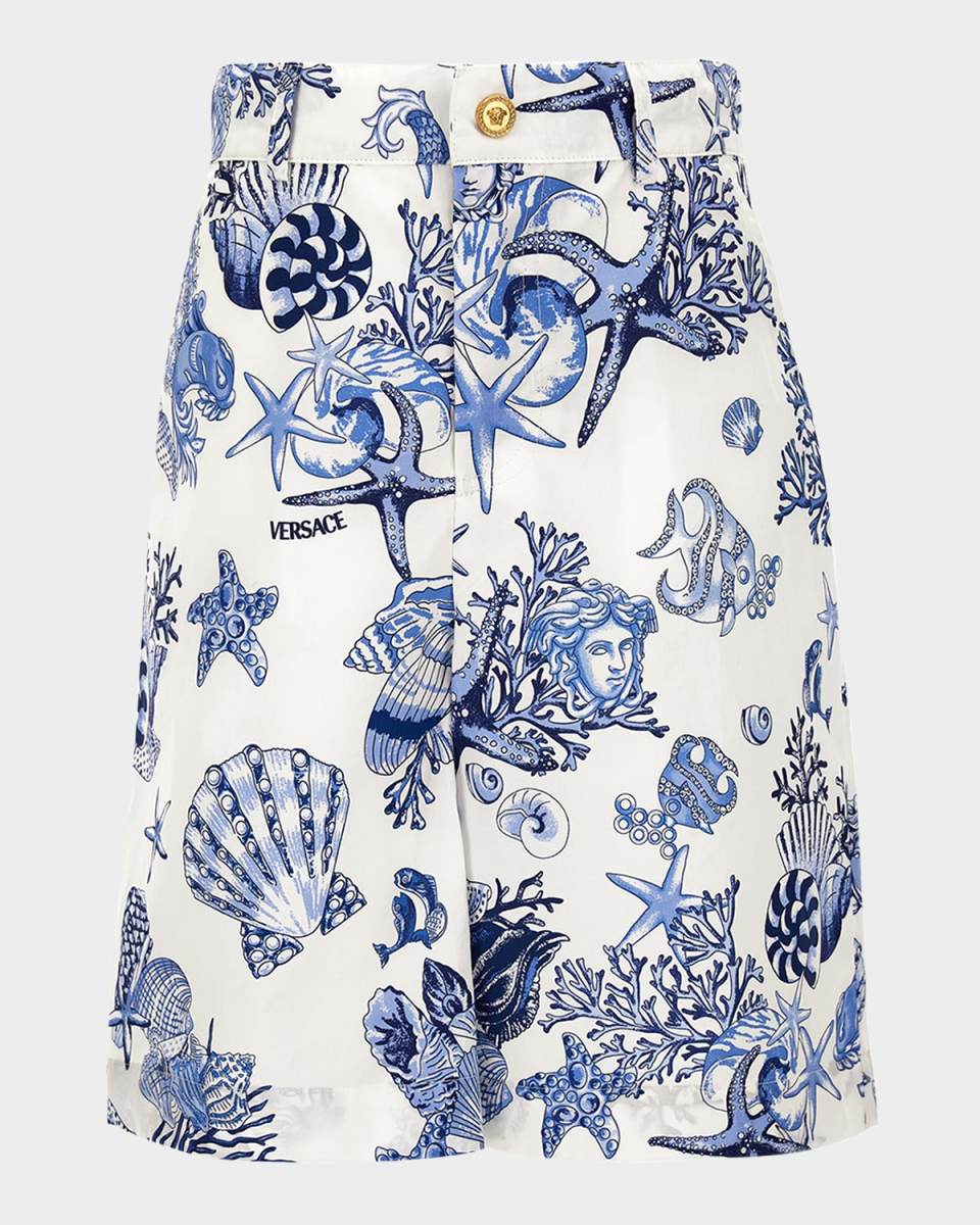 Boy's Underwater Barocco Poplin Shorts, Size 6-14